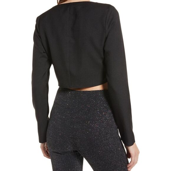 Tyler McGillivary Noni Button Rainbow Cropped Long Sleeve Top Black NWT - Picture 4 of 6